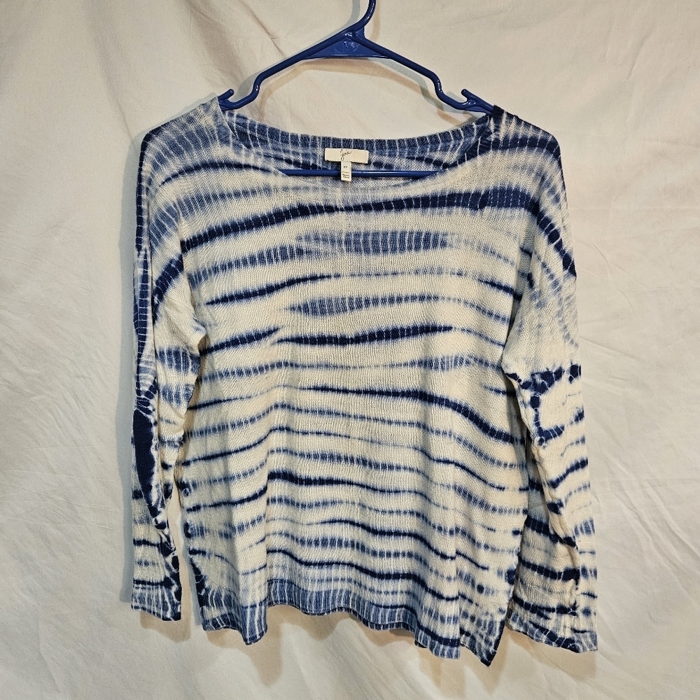 Joie Soft Tee Oversized Watercolor Striped Blue White Tie Dye Nautical Size XS